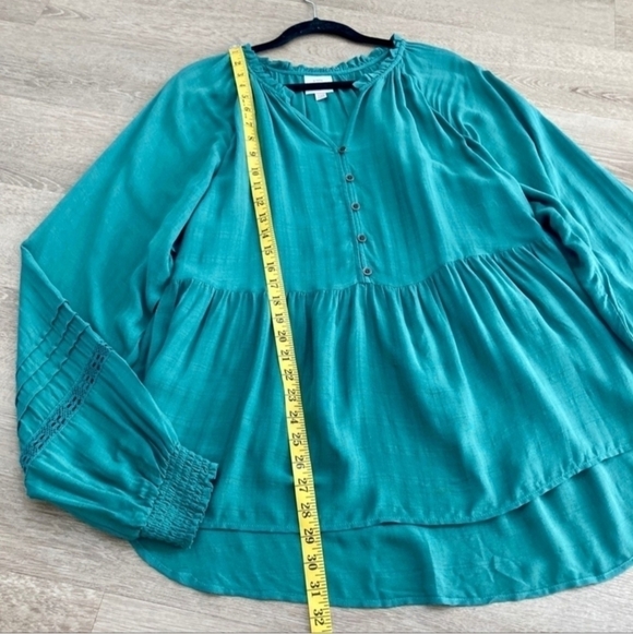 NWT Knox Rose Long Sleeve Button-Front Peasant Blouse Women's Plus Size XXL New - Picture 7 of 12